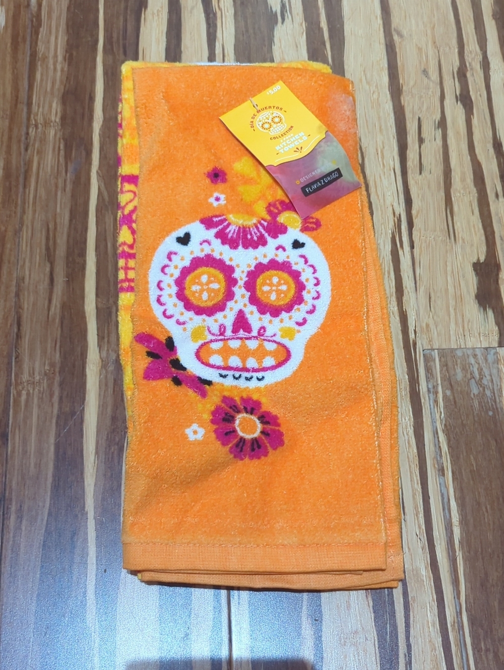 Orange Sugar Skull Hand Kitchen Towel Set
